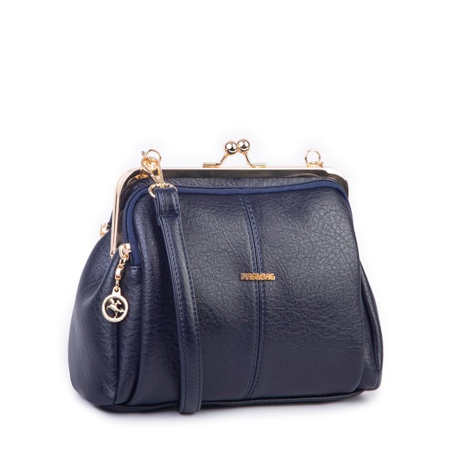 Nas Bag Burslu Klipsli Vintage Omuz ve Çapraz Çanta (23x20 cm ebatlarındadır) Lacivert  Victoria