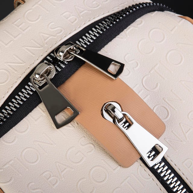 Nas Bag Büyük Boy Geniş İç Hacim Kadın Sırt Çantası Krem Camel Gofraj