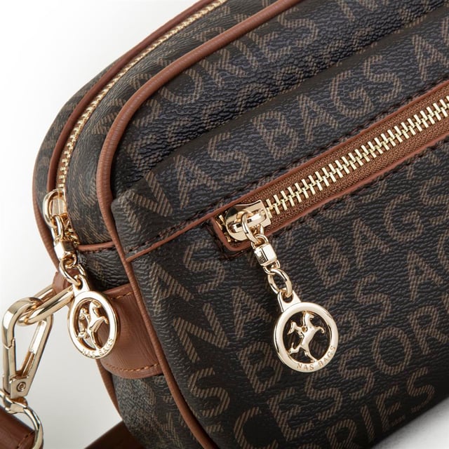 Nas Bag Çapraz Çanta Kahve Taba Yazılı