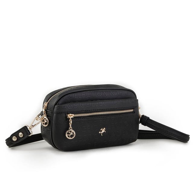Nas Bag Çapraz Çanta Siyah Gofraj