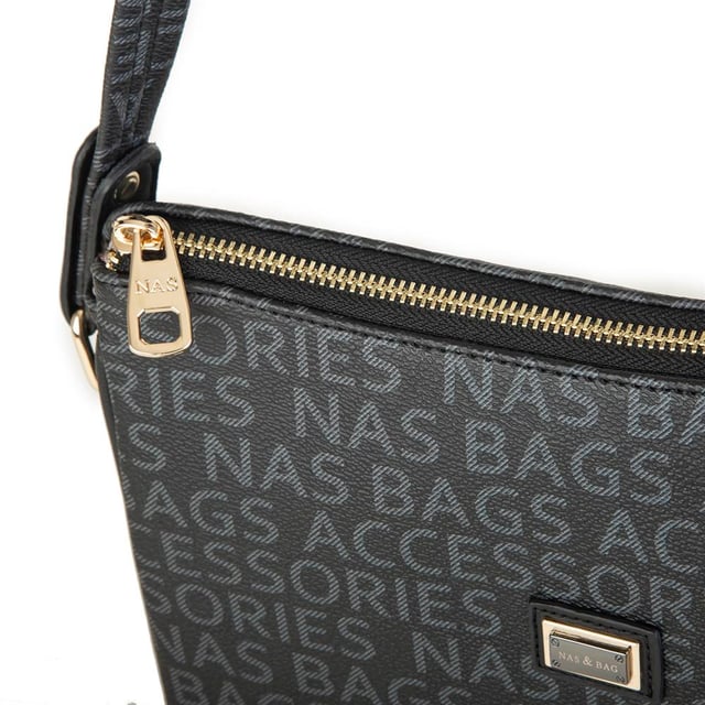 Nas Bag Çapraz Çanta Siyah Yazili