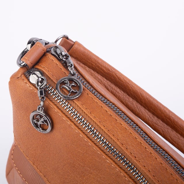 Nas Bag Çok Gözlü Yumuşak ve Hafif Yapılı Çift Askılı Omuz ve Çapraz Çanta Taba Lizbon ( 30x24 cm )