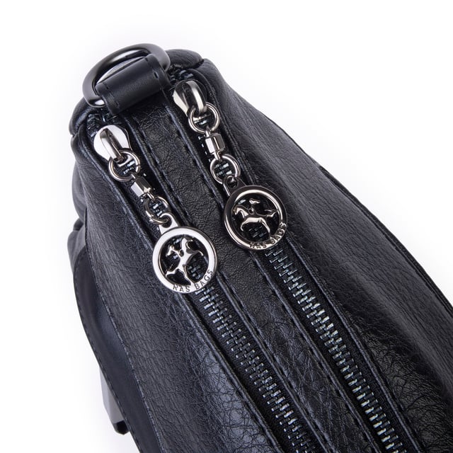 Nas Bag Çok Gözlü Yumuşak ve Hafif Yapılı Çift Askılı Omuz ve Çapraz Çanta ( 30x24 cm ) Siyah Victoria