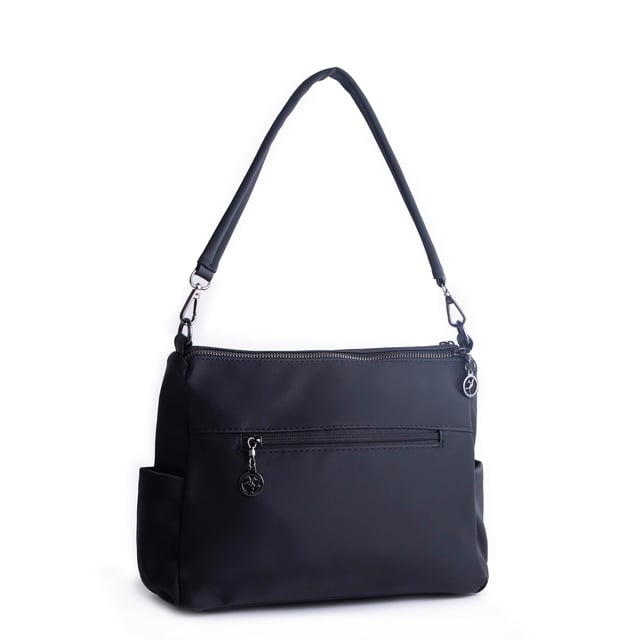 Nas Bag Çok Gözlü Yumuşak ve Hafif Yapılı Çift Askılı Omuz ve Çapraz Çanta Siyah Buzzy  ( 30x24 cm )