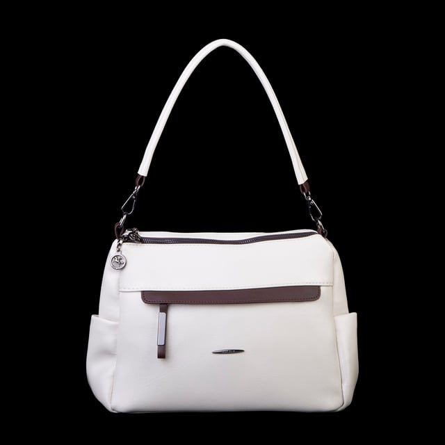 Nas Bag Çok Gözlü Yumuşak ve Hafif Yapılı Çift Askılı Omuz ve Çapraz Çanta ( 30x24 cm ) Krem Kahve Victoria