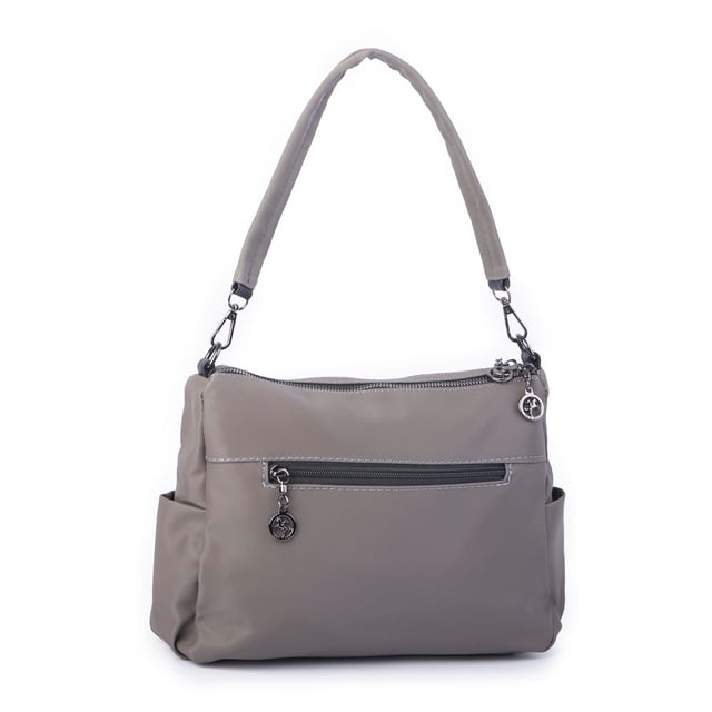 Nas Bag Çok Gözlü Yumuşak ve Hafif Yapılı Çift Askılı Omuz ve Çapraz Çanta Gri Siyah   Buzzy  ( 30x24 cm )
