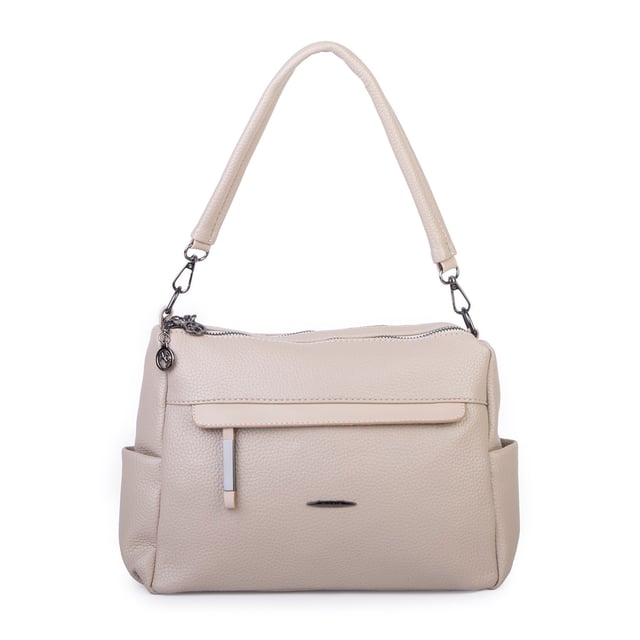 Nas Bag Çok Gözlü Yumuşak ve Hafif Yapılı Çift Askılı Omuz ve Çapraz Çanta ( 30x24 cm ) Kum Lopez