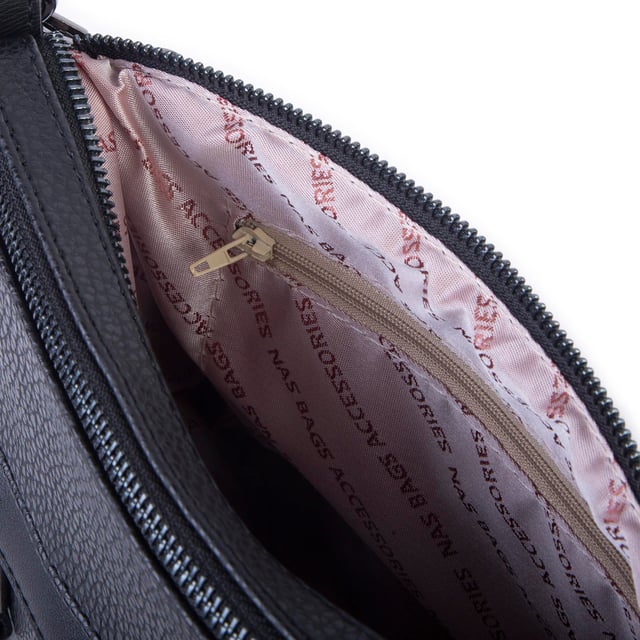 Nas Bag Çok Gözlü Yumuşak ve Hafif Yapılı Çift Askılı Omuz ve Çapraz Çanta Siyah Lopez ( 30x24 cm )