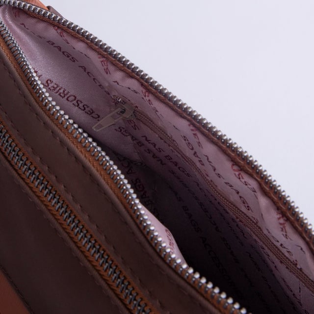 Nas Bag Çok Gözlü Yumuşak ve Hafif Yapılı Çift Askılı Omuz ve Çapraz Çanta Kahve  Taba Buzzy  ( 30x24 cm )