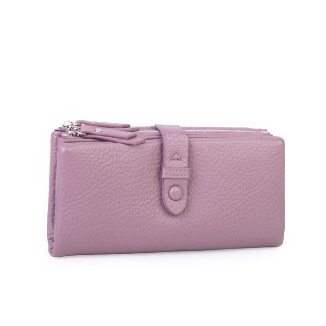 Nas Bag Çok Kartlıklı Çift Fermuarlı Çıtçıtlı Çok Gözlü Cüzdan Mor
