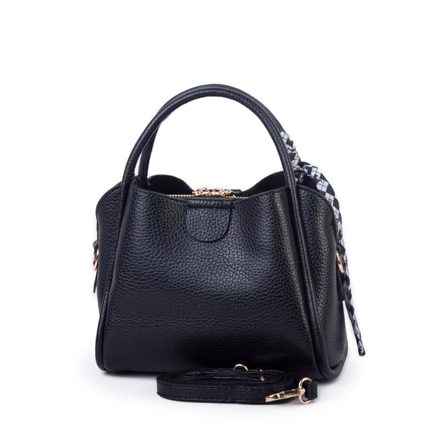 Nas Bag Fularlı Mini Boy El ve Çapraz Çanta Siyah  Lopez