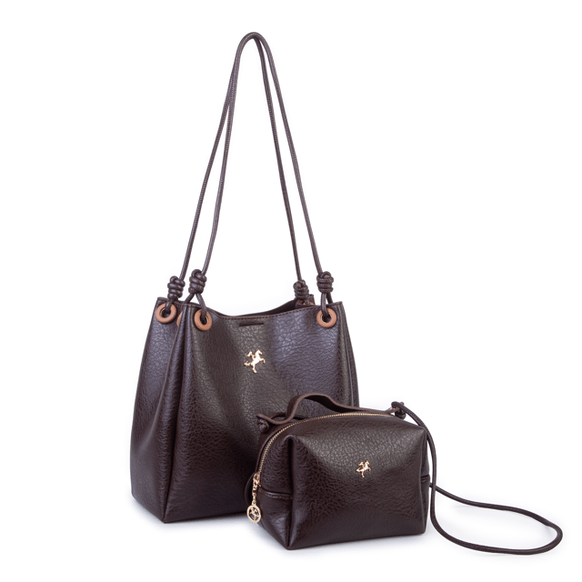 Nas Bag Kadın 2 li Set Omuz ve Çapraz Çanta Kahve Taba Victoria