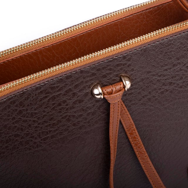 Nas Bag Kadın Ayarlanabilir Askılı Üç Gözlü Şık Çapraz Çanta Kahve  Taba Victoria