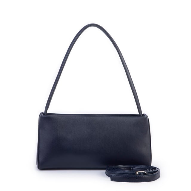 Nas Bag Kadın Basic Baget Omuz ve Çapraz Çanta Lacivert Kımera (27x12 cm )