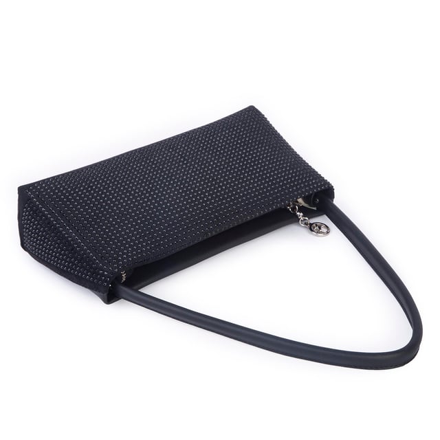 Nas Bag Kadın Basic Baget Omuz ve Çapraz Çanta Siyah Taşlı (27x12 cm )