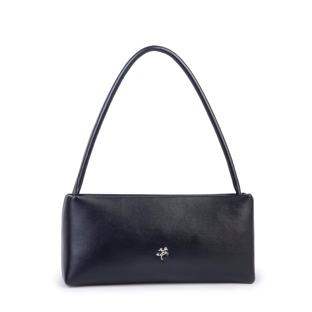 Nas Bag Kadın Basic Baget Omuz ve Çapraz Çanta Siyah Kımera (27x12 cm )