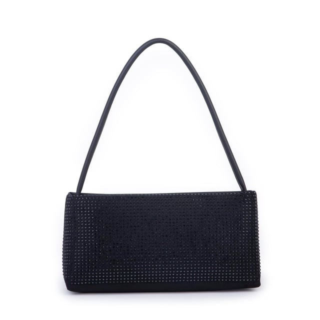 Nas Bag Kadın Basic Baget Omuz ve Çapraz Çanta Siyah Taşlı (27x12 cm )