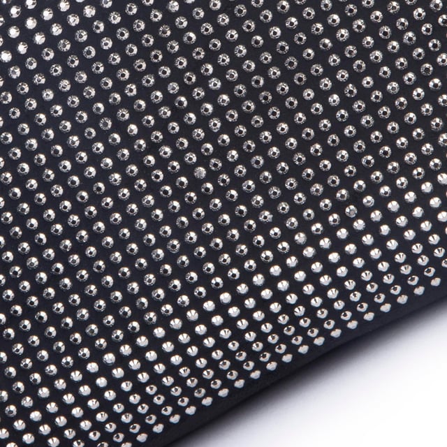 Nas Bag Kadın Basic Baget Omuz ve Çapraz Çanta Siyah Gümüş Taşlı (27x12 cm )