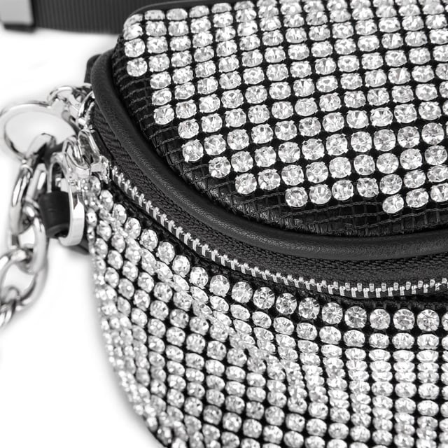 Nas Bag Kadın Bel ve Body Bag Black Diamond Siyah Taşlı Şık Çanta 