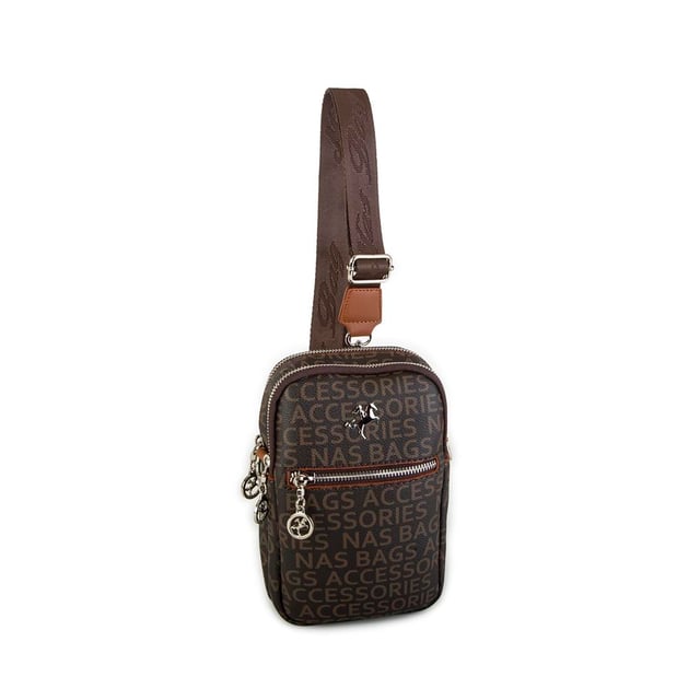Nas Bag Kadın Bel ve Body Bag Çapraz Çanta Dönüştürülebilir Orjinal Nas Çanta Kahve Taba Yazılı