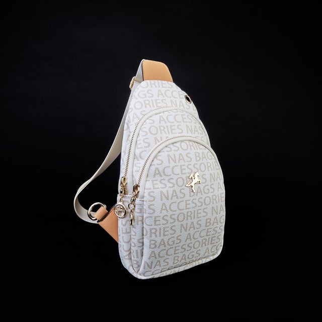 Nas Bag Kadın Bel ve Body Bag  Krem Camel Yazılı