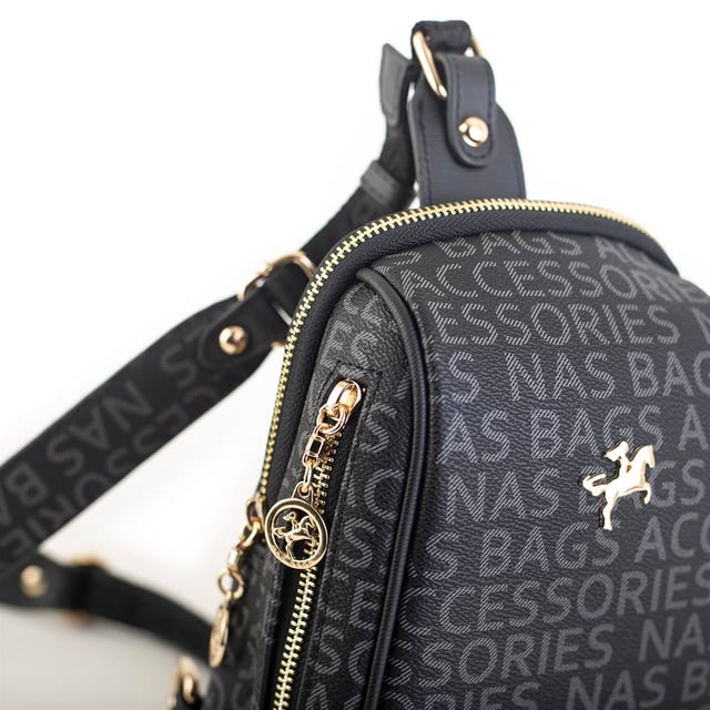 Nas Bag Kadın Bel ve Body Bag Siyah Yazılı