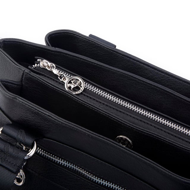 Nas Bag Kadın Çanta Omuz El ve Çapraz Çanta Çok Gözlü Siyah King  (en:37 cm ; boy:24 cm )