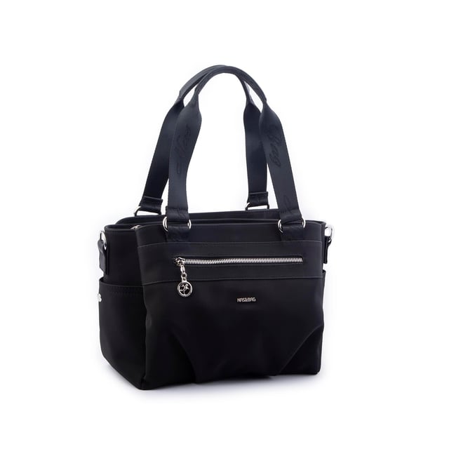 Nas Bag Kadın Çanta Omuz El ve Çapraz Çanta Çok Gözlü Siyah King  (en:37 cm ; boy:24 cm )