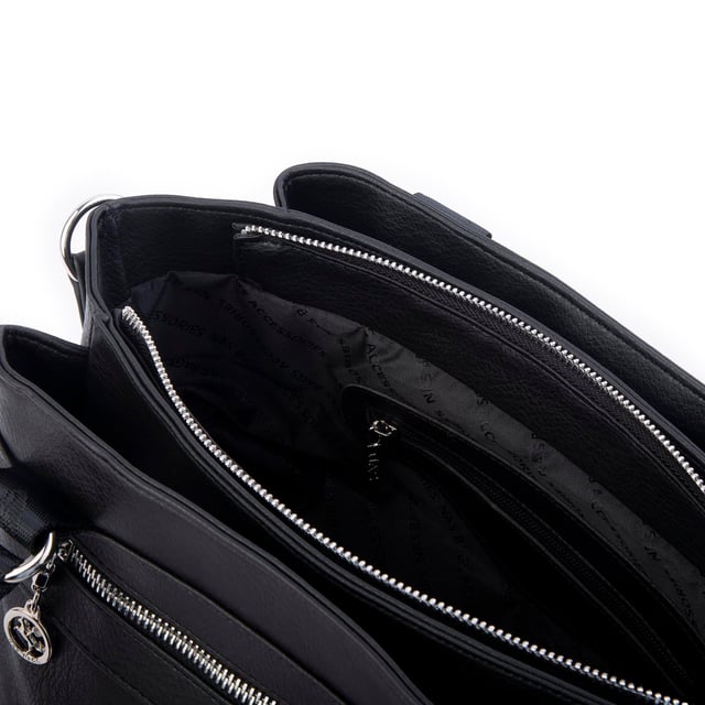 Nas Bag Kadın Çanta Omuz El ve Çapraz Çanta Çok Gözlü Siyah King  (en:37 cm ; boy:24 cm )