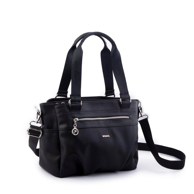 Nas Bag Kadın Çanta Omuz El ve Çapraz Çanta Çok Gözlü Siyah King  (en:37 cm ; boy:24 cm )