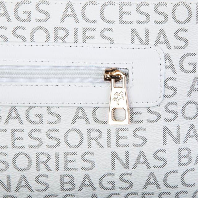 Nas Bag Kadın Çapraz Çanta Beyaz Yazili