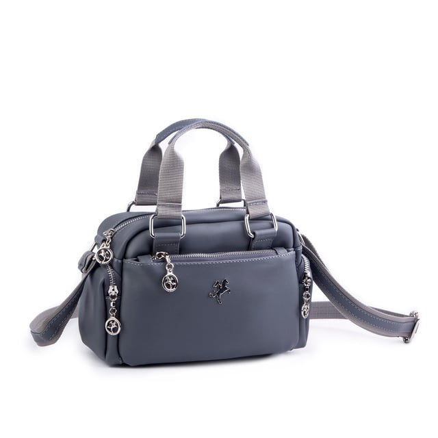 Nas Bag Kadın Çapraz Çanta Çok Gözlü  Gri Dona  ( 26x17 cm)