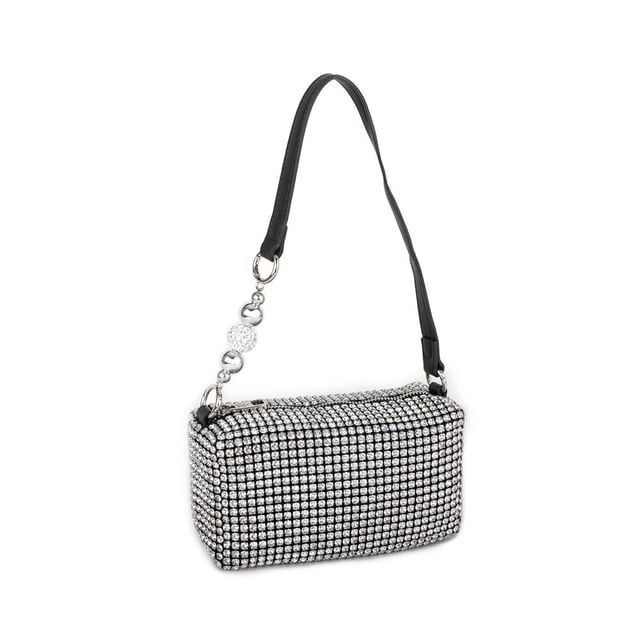 Nas Bag Kadın Çapraz Çanta Diamond Serisi Gümüş Zincir Detaylı Şık Çanta Gümüş 