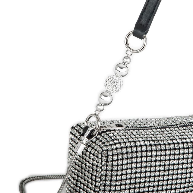 Nas Bag Kadın Çapraz Çanta Diamond Serisi Gümüş Zincir Detaylı Şık Çanta Gümüş 