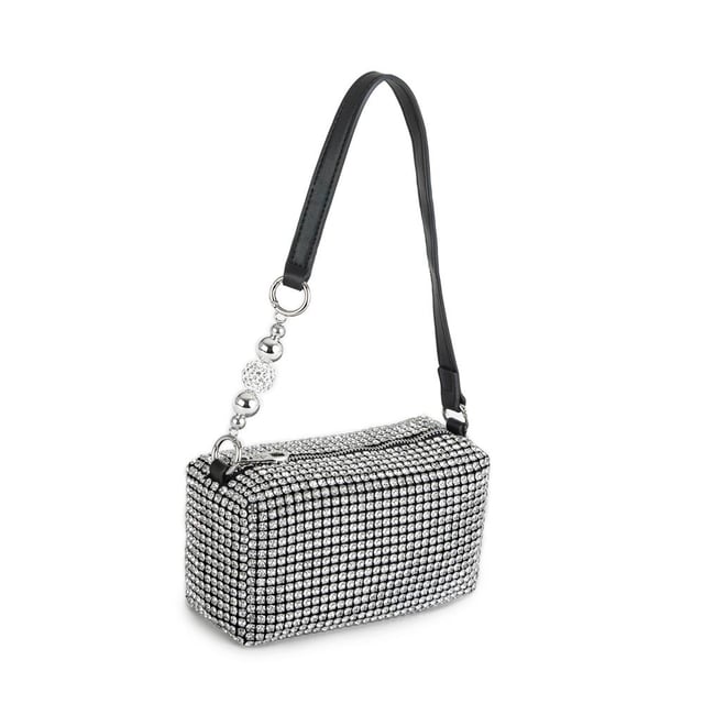 Nas Bag Kadın Çapraz Çanta Diamond Serisi Gümüş Zincir Detaylı Şık Çanta Gümüş 