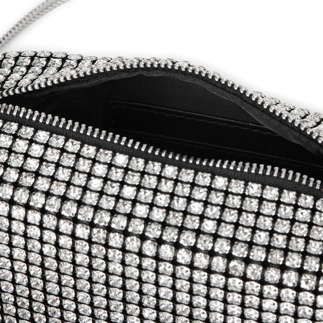 Nas Bag Kadın Çapraz Çanta Diamond Serisi Gümüş Zincir Detaylı Şık Çanta Gümüş 