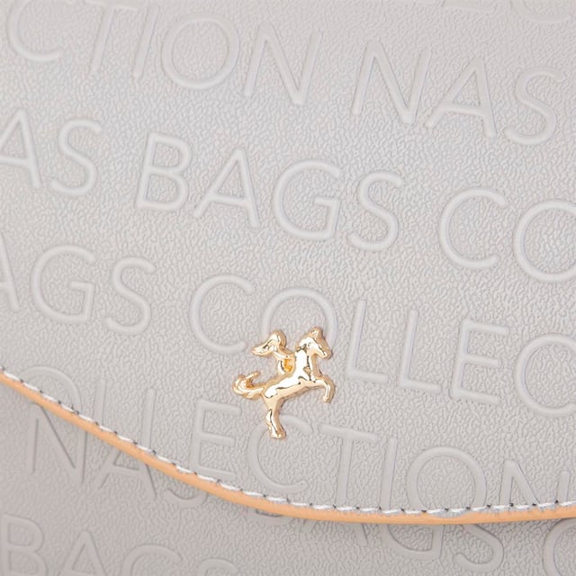 Nas Bag Kadın Çapraz Çanta Gri Camel Gofraj