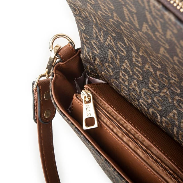 Nas Bag Kadın Çapraz Çanta Kahve Taba Yazili