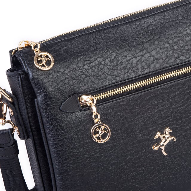 Nas Bag Kadın Çapraz Çanta Kalın Ayarlanabilir Askılı Çanta  (En: 26 cm,  Boy: 22 cm ) Siyah Victoria