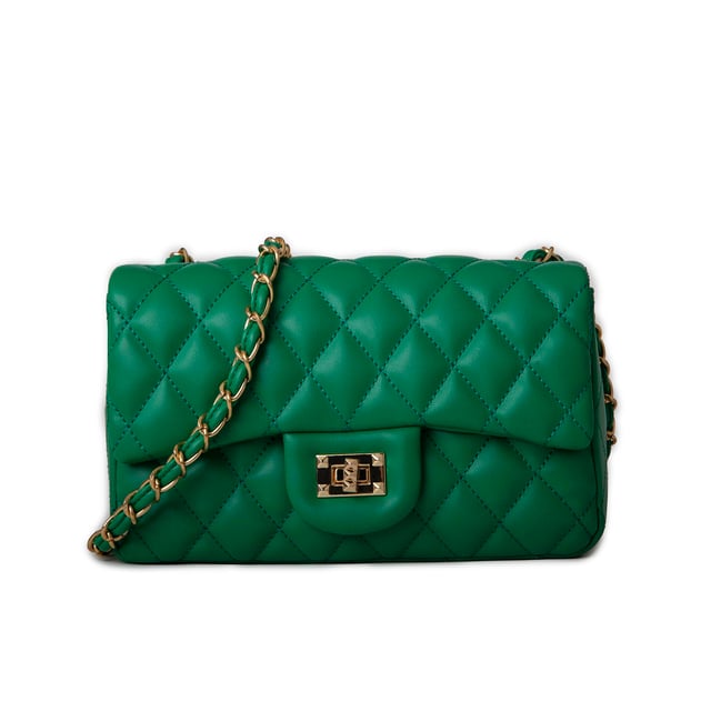 Nas Bag Kadın Çapraz Çanta Kapitone Zincir Detaylı Çim Yeşili  Nova 