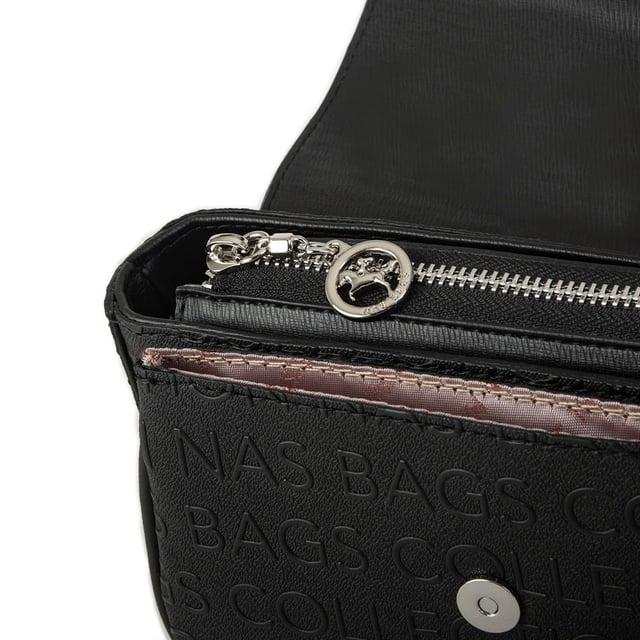 Nas Bag Kadın Çapraz Çanta Siyah Gofraj