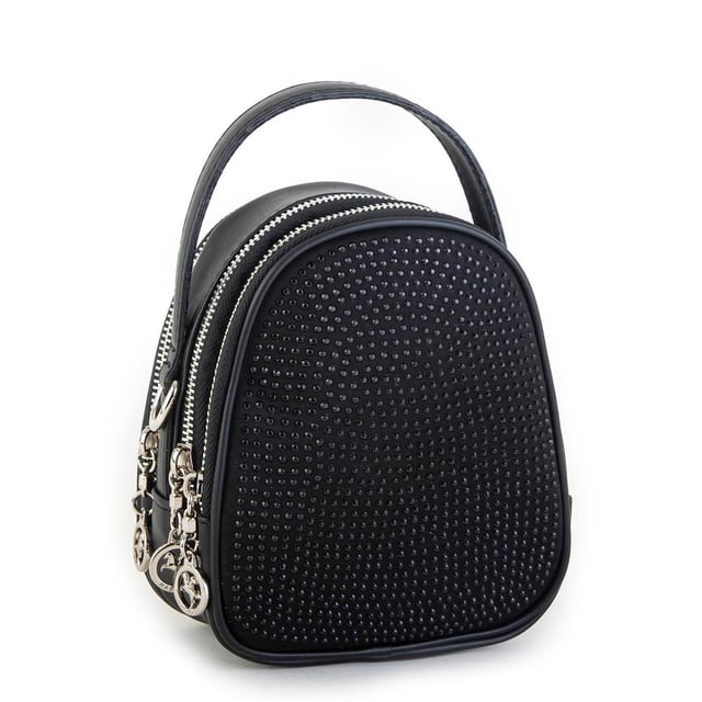 Nas Bag Mini Kadın Çapraz Çanta Siyah Taşlı