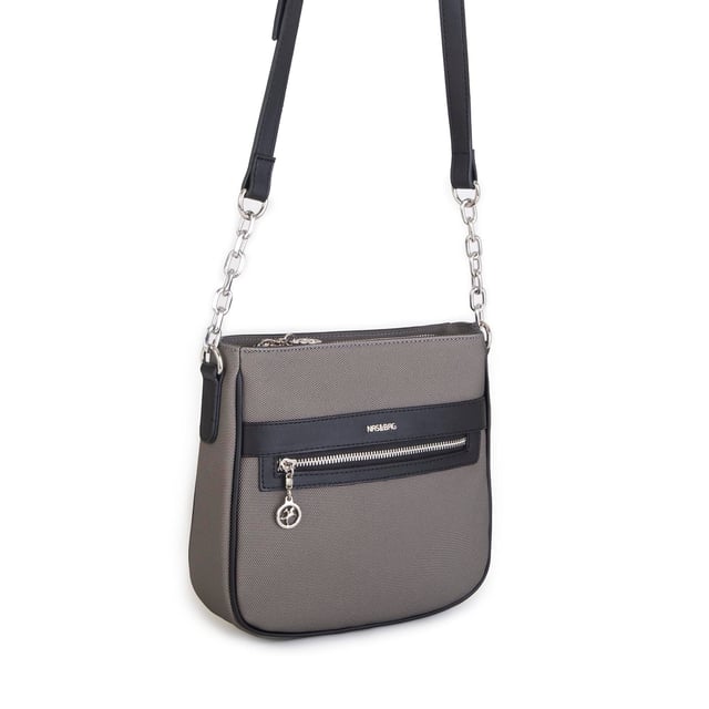 Nas Bag Kadın Çapraz Çanta Spor Ayarlanabilir Askılı Gri Siyah Lacst (ürün ölçüsü :24x24x7 cm)