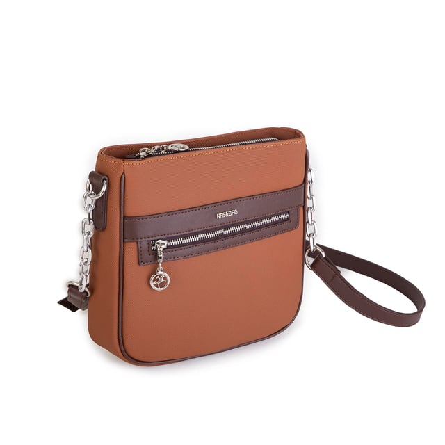 Nas Bag Kadın Çapraz Çanta Spor Ayarlanabilir Askılı  Taba Kahve  Lacst  (ürün ölçüsü :24x24x7 cm)