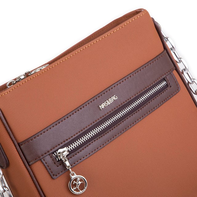 Nas Bag Kadın Çapraz Çanta Spor Ayarlanabilir Askılı  Taba Kahve  Lacst  (ürün ölçüsü :24x24x7 cm)
