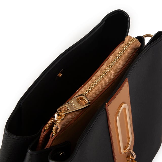 Nas Bag Kadın Çapraz Çanta ve Omuz Çantası Siyah  Camel Ela