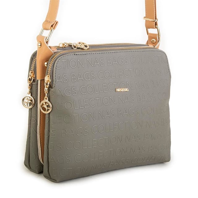 Nas Bag Kadın Çapraz Çanta Yeşil Camel Gofraj