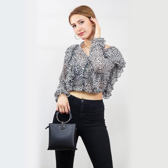 Nas Bag Kadın Çapraz Çanta Zincirli Şık Çanta Siyah Liza