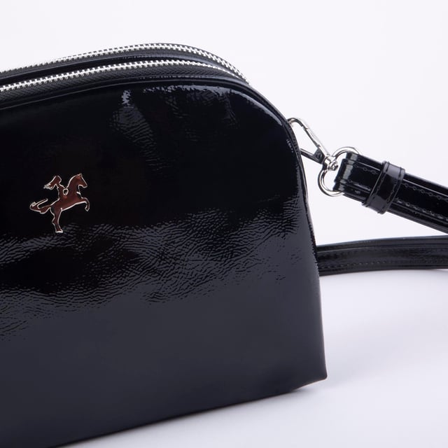 Nas Bag Kadın Çapraz Çantası Çift Gözlü Siyah Krşk Rugan (en:24cm ; boy :20 cm)