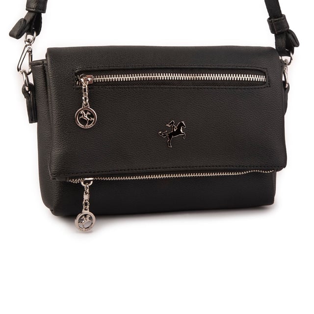 Nas Bag Kadın Çapraz Çok Cepli Spor Çanta Siyah Mercan  (25x18x7 cm )